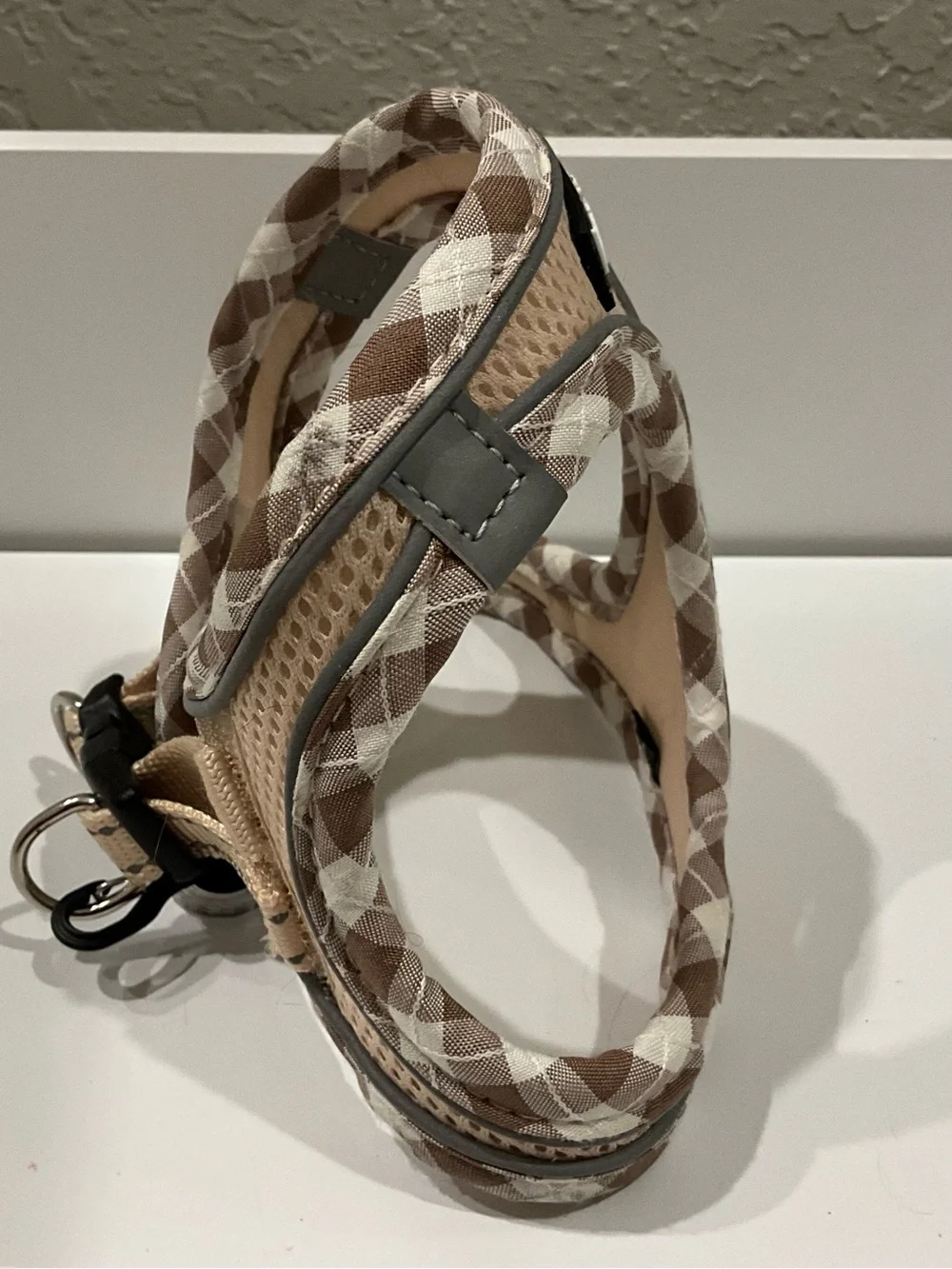 Haapaw Small Dog Harness Plaid Step-In Adjustable Mesh